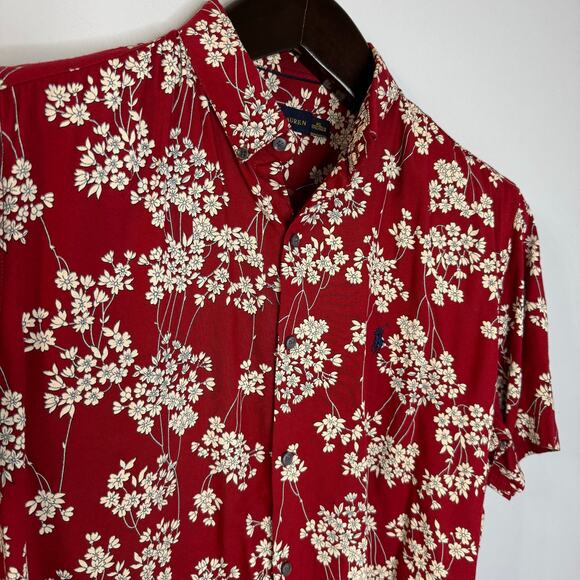 Ralph Lauren Classic Fit Short Sleeve Button Down Red Floral Shirt Youth XL - Picture 6 of 8